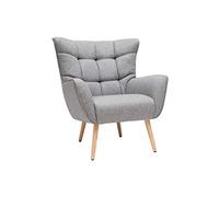 Fauteuil scandinave en tissu gris clair et bois clair AVERY