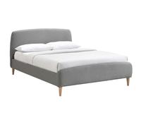 Lit 2 places 140x200 cm en tissu gris NIELS