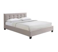 Lit 2 places 160x200 cm en tissu lin beige capitonné MARQUISE