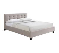 Lit 2 places 160x200 cm en tissu lin beige capitonné MARQUISE