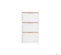 Meuble à chaussures 3 portes finition blanc laqué brillant L68 cm KIRK