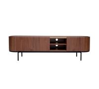 Meuble TV design bois foncé noyer et métal noir avec rangements L180 cm SKYE