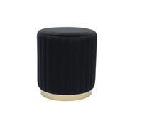 Miliboo - Pouf rond en velours noir et métal doré D40 cm DONA