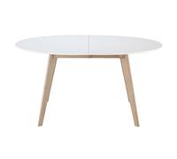 Miliboo - Table à manger extensible ovale blanche et bois clair L150-200 cm LEENA