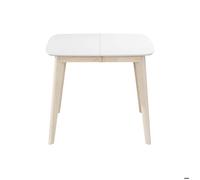 Table à manger extensible scandinave carrée blanche et bois L90-130 cm LEENA