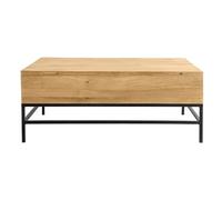 Table basse relevable industrielle bois manguier massif et métal noir L110 cm YPSTER