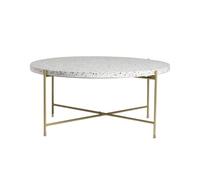Table basse ronde design en terrazzo et métal doré D81 cm MEZZO