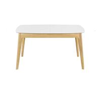 Table extensible rallonges intégrées rectangulaire blanc et bois L140-180 cm MEENA