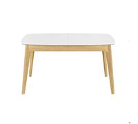 Table extensible rallonges intégrées rectangulaire blanc et bois L140-180 cm MEENA