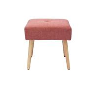 Miliboo Tabouret Bas en Tissu Effet Velours texturé Terracotta et Bois Clair Massif H46 cm GUESTA