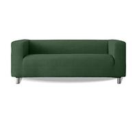 Milica | Housse de canapé Extensible Compatible avec Le modèle Klippan d’IKEA et similaires | pour canapés à accoudoirs Hauts | Tissu Doux, et Ajustable | Couleur Vert Intense