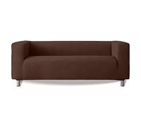 Milica | Housse de canapé Extensible Compatible avec Le modèle Klippan d’IKEA et similaires | pour canapés à accoudoirs Hauts | Tissu Doux, et Ajustable | Couleur Marron pour atmosphères Cosy