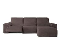 Milica Housse pour canapé d’Angle Relax avec assises Amovibles | Tissu Bután Super Extensible | Méridienne Courte à Droite | Protège-canapé Lavable et Facile à Installer | Couleur Marron