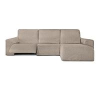 Milica Housse pour canapé d’Angle Relax avec assises Amovibles | Tissu Bután Super Extensible | Méridienne Courte à Droite | Protège-canapé Lavable et Facile à Installer | Couleur Beige foncé