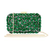 Milisente Pochette en cristal pour femme - Paillettes - Sac à main de soirée - Sac à bandoulière, Vert, 7.9 x 4.7 x 2 inches / 20 x 12 x 5 cm