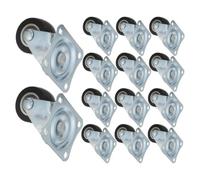 Milisten 14 Pièces Mini Roulette Pivotante pour Meubles 1 Pouce en Fer Galvanisé et Pvc, Silencieuse Trace, pour Chariots et Tables Basses Argentées