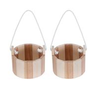 Milisten 2 Pièces Mini Seau de Sauna en Bois pour Sel de Bain, Seau à Eau en Bois pour Sauna, 10cm, avec Poignée, Rangement Portable pour Hammam et Spa Maison