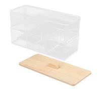 Milisten Boîte de Rangement Maquillage Transparente avec Couvercle en Bambou Double Couche Compartimentée en Acrylique Compacte Odeur pour Chambre et Hôtel