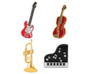 Milisten Broche Musicale en Alliage, Assortiment de 4 Pins Rétro en Émail Guitare et Violon, Accessoires Légers pour Vêtements, Paquet et Chapeaux, Faciles à Fixer, Dimensions 3,3X1,2 CM,