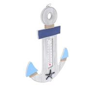 Milisten Décoration Murale Ancre Marine en Bois: Sculpture Murale Vintage avec Thermomètre Intégré - Style Bord de Mer Rustique pour Maison, Jardin ou Terrasse - Thème Marine - 1 Pièce