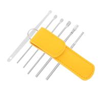 Milisten Kit de 6 Pièces en Acier Inoxydable avec Pochette de Rangement en Pu pour Voyage et Maison, Outil Polyvalent pour Extraction de Cérumen et Soin de L'oreille