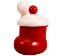 Milisten Mini Poubelle Botte Rouge en Plastique avec Couvercle et Ventouse | Décor de Noël pour Bureau Cuisine, Fixation Murale sur Surface Lisse, Style Ludique