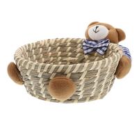 Milisten Panier Grosse Capacité Multifonctionnelle de Rangement Ours en Osier et Paille Bleu Style Campagne Adorable pour Jouets et Livres pour Chambre D'garçon et Filles