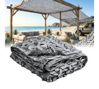 Military Camouflage Net 2x10m Gris 210D Tissu Oxford Reinforced Large Size 3X4m 3X5m 4x6m 6x6m Ideal for Shade Net Camouflage Hunting Garden Decoration Photo Terrace Awnings Privacy Screen