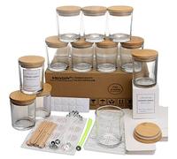 MILIVIXAY Lot de 12 bocaux à bougies en verre transparent de 200 ml avec couvercles et kits de fabrication de bougies - Pots vides en vrac pour la fabrication de bougies