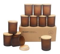 MILIVIXAY Lot de 12 pots à bougies vides en verre épais avec couvercles ambré givré de 200 ml pour la fabrication de bougies - Conteneurs à épices, poudre