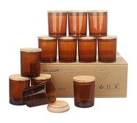 MILIVIXAY Lot de 12 pots à bougies vides en verre épais avec couvercles pour la fabrication de bougies - Conteneurs à épices, poudre - 200 ml