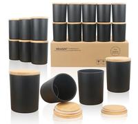 MILIVIXAY Lot de 20 bocaux à bougies de 7 oz en verre épais mat noir avec couvercles - Bocaux à bougies vides en vrac pour la fabrication de bougies - Récipients pour épices et poudres.
