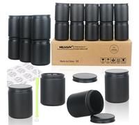 Milivixay Lot de 20 pots à bougies vides en verre épais de 227 g avec couvercles en métal noir - Pour la fabrication de bougies