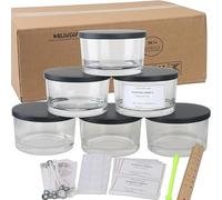 MILIVIXAY Lot de 6 pots à bougies de 710 ml avec 3 mèches, couvercles en métal et kits de fabrication de bougies, contenants vides en verre épais et transparent de grande taille pour la fabrication de