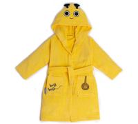 Milk&Moo Buzzy Bee Peignoir de bain en velours pour enfants avec capuche, peignoir en velours doux et léger pour filles et garçons, texture durable, jaune, 2-4 ans