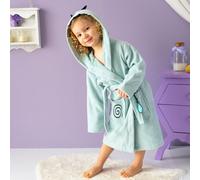 Milk&Moo Sangaloz Peignoir de bain en velours pour enfants avec capuche, peignoir en velours extra doux et léger, fille et garçon, texture durable, bleu, 2-4 ans