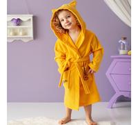 Milk&Moo Tombish Cat Peignoir de velours pour enfants avec capuche, peignoir en velours extra doux pour filles et garçons, texture durable, orange, 2-4 ans