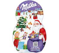 MILKA - Calendrier de l'Avent Père Noël - Assortiment de chocolat blanc et chocolat au lait fourré - 1 Calendrier de 213 g