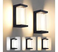Mille Lucciole 2 Pack Lampe Murale Exterieur Interieur LED 24W Lumière Réglable 3 Couleurs IP65 Étanche Applique Murale Extérieures Moderne Applique Rectangle Aluminium Pour Balcon Jardin Cour Porche