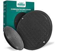 Millto™ Couvercle de puits rond en plastique - Diamètre DN400 - Noir - En polypropylène - Pour tuyau d'écoulement - Classe A15 - Charge maximale : 1,5 t - Couverture ondulée