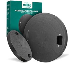 Millto™ Couvercle de regard rond en plastique - Diamètre DN600 - Noir - En polypropylène - Pour tuyau d'écoulement 15 - Charge jusqu'à 1,5 t - Couvercle ondulé