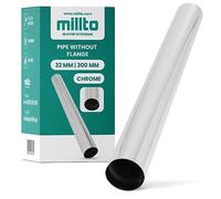 Millto™ Tube plongeur pour tuyau d'évasement 32 mm 300 mm Chromé Rallonge de lavabo Tuyau de réglage Siphon de lavabo