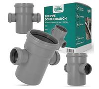 Millto™ Tuyau de vidange double branchement 110 x 50 x 110 x 50 mm, gris 90°, système d'évacuation, manchon, tuyau d'égouts, raccord de canalisation, pièce de raccordement pour système d'évacuation en