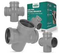 Millto™ Tuyau de vidange double branchement 110x110x110x110 90° Gris Système d'évacuation Manchon Tuyau d'égouts Raccord de canalisation Pièce de raccordement pour système d'évacuation Polypropylène