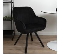 Milton & Oldbrook Velours Chaise de Salle à Manger Pivotante Madrid Noir