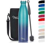 Milu Bouteille d'eau en Acier Inoxydable - Double paroi isolée sous vide - Bouche Standard Gourde - 350ml 500ml / 750ml / 1000ml/ 1.5l - sans BPA - Thermo Gourde Bouteilles (Vert Bleu, 1000ml)