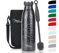 Milu Bouteille d'eau en Acier Inoxydable - Double paroi isolée sous vide - Bouche Standard Gourde - 350ml 500ml / 750ml / 1000ml/ 1.5l - sans BPA - Thermo Gourde Bouteilles (Black Leopard, 500ml)