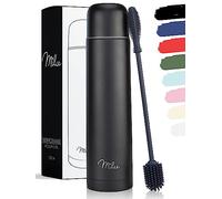 Milu Bouteille isotherme en acier inoxydable - 1L, 750ml, 500ml - Thermo Double Paroi, Sans BPA, Transport Café, Thé, Eau (Noir, 500 ml)