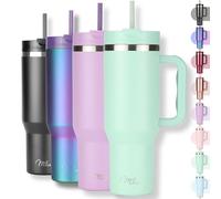 Milu Gobelet thermique 1200ml avec paille & anse, 24h glacé / 12h chaud Tumbler 40oz en acier inoxydable avec poignée, isolant bouteille to go (Mellow Mint, 1200ml)