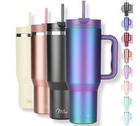 Milu Gobelet thermique 1200ml avec paille & anse, 24h glacé / 12h chaud Tumbler 40oz en acier inoxydable avec poignée, isolant bouteille to go (Aurora, 1200ml)